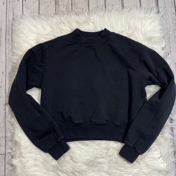 Cotton Citizen Milan Cropped Black Sweatshirt XS - Picture 2 of 9